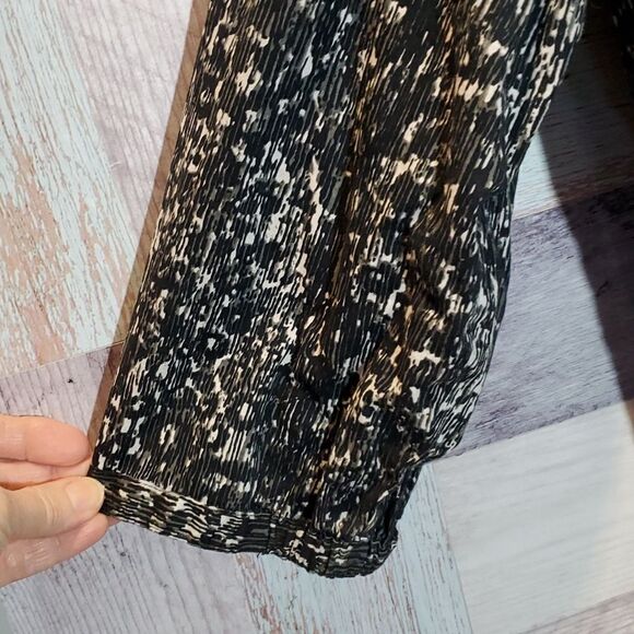 Basic Editions Black White Splatter Print Beaded Neckline Blouse Sz 3X Plus Size - Picture 5 of 8